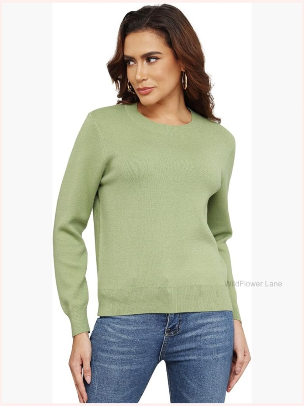 Long Sleeve Crew Neck Knit Pullover Tunic Sweater